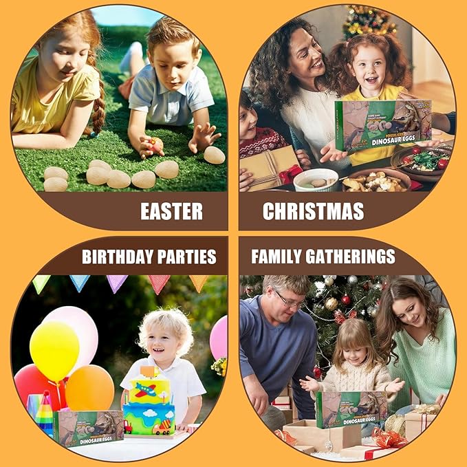 Dinosaur Eggs Toys, 12PCS Dino Eggs Excavation Dig Kit, Dinosaur Fossil Digging Kit Toys for Kids, Dinosaur Party Favors, Archaeology Science STEM Christmas Birthday Easter Digging Gift for Boys Girls