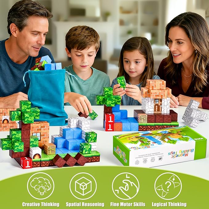 Magnetic Blocks 100 PCS 1" Magnet Building Block, STEM Toy for Kids 3-5 & 4-8 & 8-12, Christmas Birthday Gifts for Boys and Girls