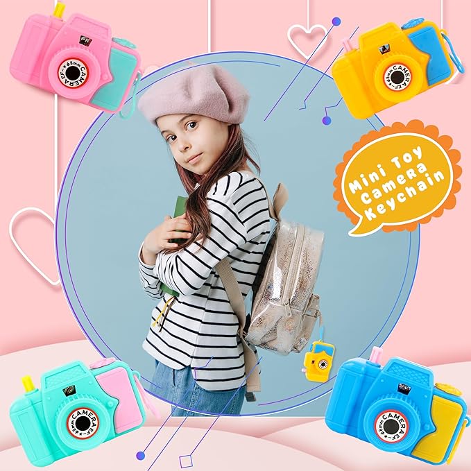 32 Pcs Kids Camera Toy Set Mini Plastic Camera Toy Pretend Play Toy Camera with Lmages in Viewfinder for Boys Girls Birthday Party Favors Goodie Bag Fillers