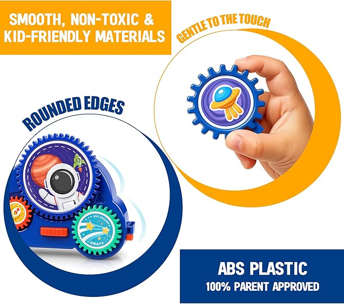 Motorized Spinning Gear Building Toys for Kids, Space Rocket STEM Construction Set, Educational Interlocking Building Blocks Puzzle | Gear Toys for Toddlers Ages 3-8