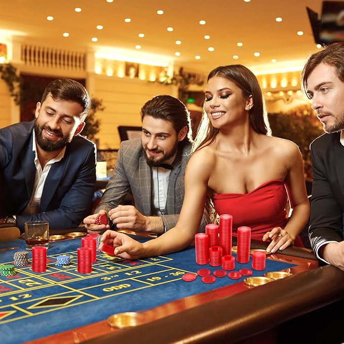 Leitee 500 Pcs Transparent Red Plastic Poker Chips Bulk 1.5 Inch Mini Bingo Chips Tokens Markers Blank Casino Counting Discs Learning Math Counters for Adults Interlocking Game Counting Reward Card