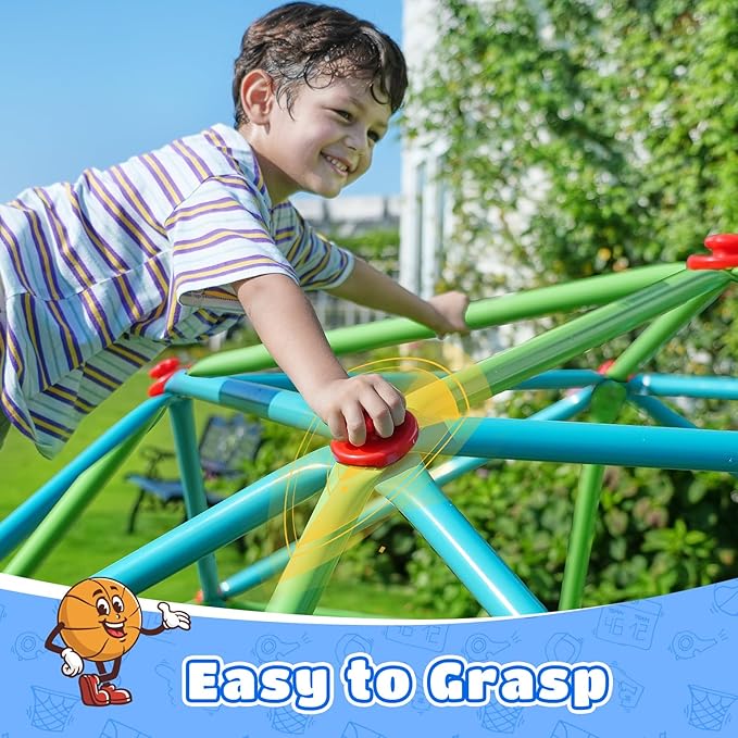 Zupapa 10FT Climbing Dome, Outdoor Jungle Gym for Kids with Climbing Grip - Geometric Dome Climber Supports 1000LBS Outdoor Playset and Easy Assembly Outdoor Play Equipment for Kids (Green, 10FT)