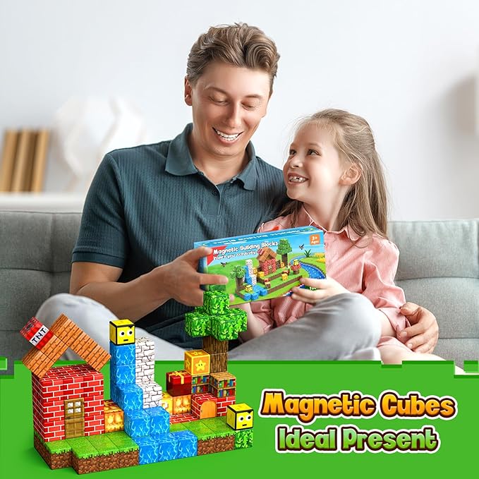 Magnetic Blocks - 100PCS Magnetic Building Blocks Set, Classroom Must Haves Magnet Sensory Autism Toys, Construction Stacking Toys for Kids Boys Girls Age 3+ Years Old