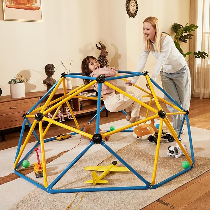 Zupapa 6FT Climbing Dome for Kids 3-8, Jungle Gym for Indoor and Outdoor, Geometric Dome Climber Supporting 750 LBS Anti-Rust Metal Play Structure, Play Equipment for Kids (Blue, 6FT)