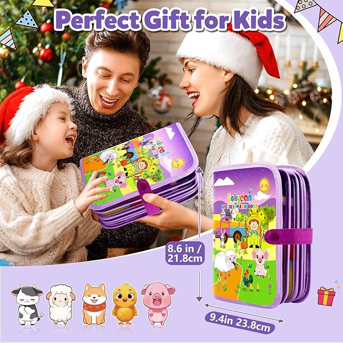 GOLIYEAN Montessori Busy Book for Toddlers 1-3, Busy Board Montessori Toys for 1 Year Old Girl Birthday Gift, Educational Learning Sensory Quiet Activity Books, Travel Toys for Airplane Car