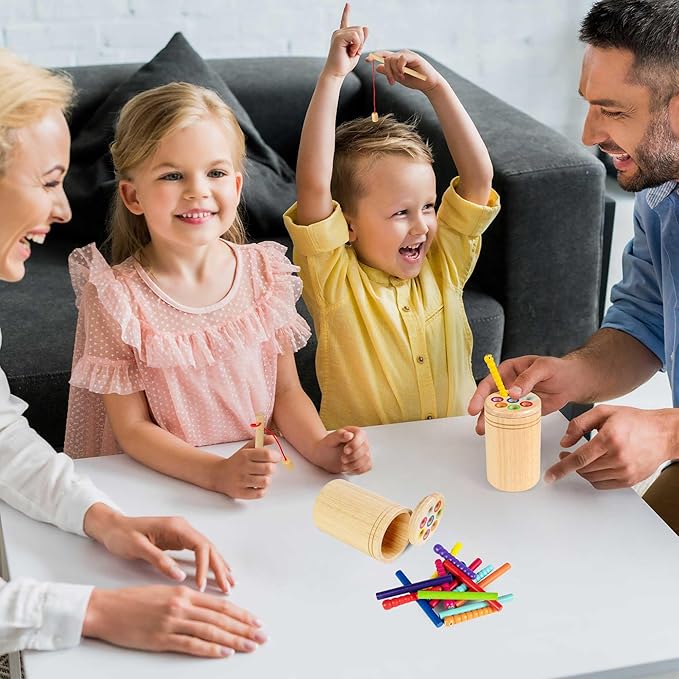 Wooden Montessori Toys for Toddlers 1-3, 2-in-1 Color Sorting & Magnetic Fishing Game, Fine Motor Skills Sensory Activities, Preschool Learning Educational Gifts for Boys and Girls