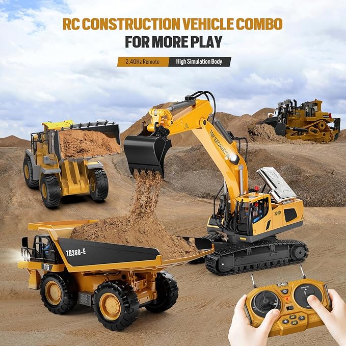 9-Channel Metal RC Wheel Loader - Remote Control Kids Construction Play Toys with Realistic Lights and Sound, 1:20 Scale, Tractor Toys for 3+ Boys, Perfect 2025 Grandkids Birthday Gift for Ages 3-12+