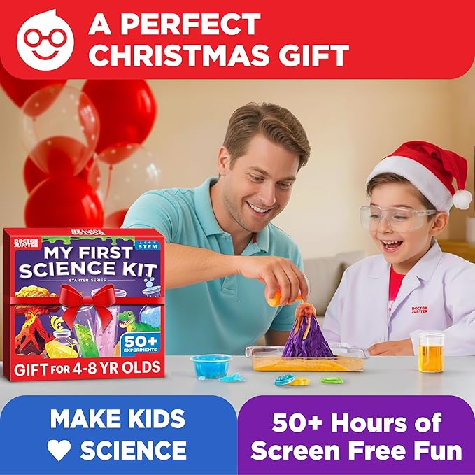 Doctor Jupiter My First Science Kit for Kids Ages 4-5-6-7-8 | Christmas, Birthday Gift Ideas for 4+ Year Old Boys & Girls | Toy Stem Kit with 50+ Experiments | Learning & Educational Projects
