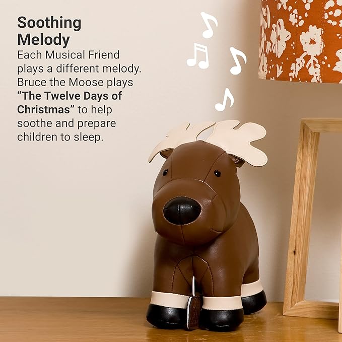 Little Big Friends Musical Baby Toy – Soft Plush Pull-String Cord Classical Toy for Baby & Toddlers | Soothing Stuffed Cuddly Animal Gift | Bruce The Moose