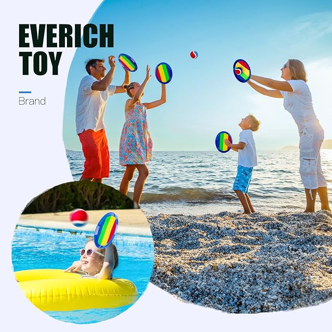 EVERICH Upgraded Toss and Catch Ball Game Set, Outdoor Games for Kids Toys, Christmas Stocking Stuffers for Family Games, Beach Pool Yard Outside Toys Gifts for Boys Girls 3 4 5 6 7 8-12 Years Old