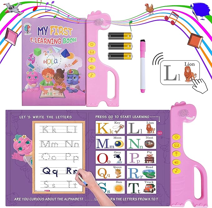 ABC Learning Sound Book for Toddlers 3–5 – Interactive Busy Book with English & Spanish, Alphabet, Counting, Music & Tracing Activities, Montessori Educational Toy, Holiday for Kids