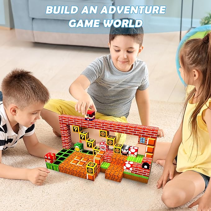 Magnetic Blocks - 200PCS Build 3D Magnet Building Toys World with Magnetic Tiles, STEM Kids Sensory Toys, Toy Magnet Building Set B-Day Gifts for Age 3 4 5 6-10 Year Old Boys Girls
