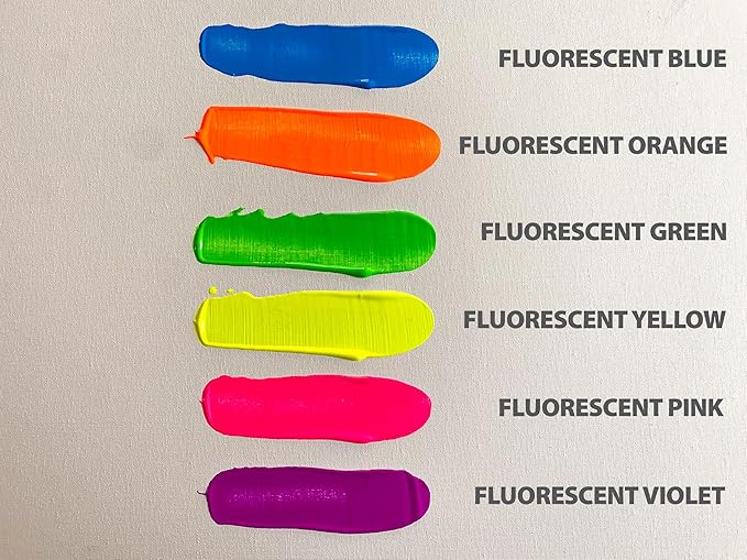milo Fluorescent Neon Washable Paint for Kids | 16 oz Bottles 6 Colors | Made in the USA | Glows UV in Black Light | Safe & Non-Toxic Tempera Paint for Art & Craft, Poster, Window, for Children, Toddler, Classroom, School, Project