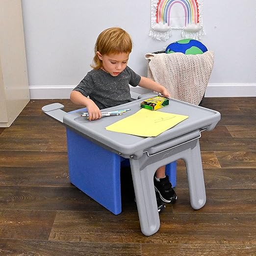 Children's Factory Edutray Kids Desk, Converts Cube Chair to Desk, Space-Saving Toddler Desk Converter, Homeschool & Classroom Study Desk, Gray