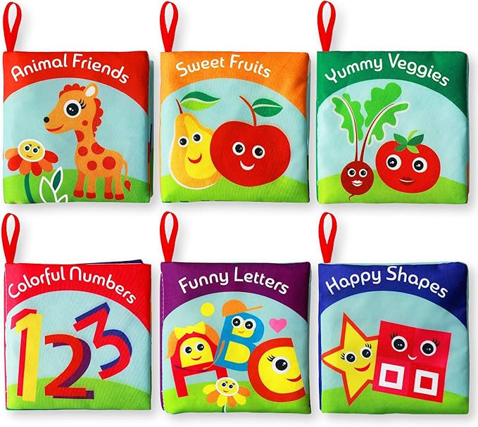 Cloth Books for Babies - Set of 6 Premium Quality Soft Touch & Feel Books for Early Child Development