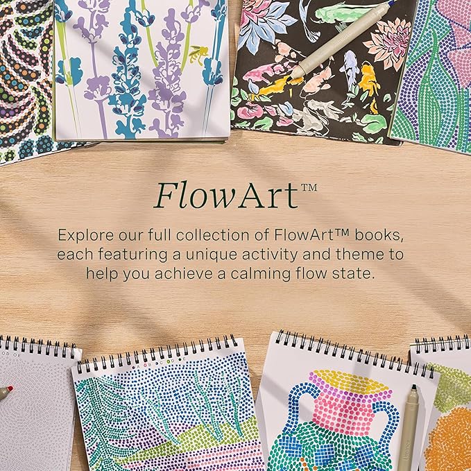 Lifelines FlowArt Activity Pad, 4-Pack - Guided Art Meditations with Markers - Color by Number/Letter, Dot Art and More Coloring Books for Teens, Adults & Seniors