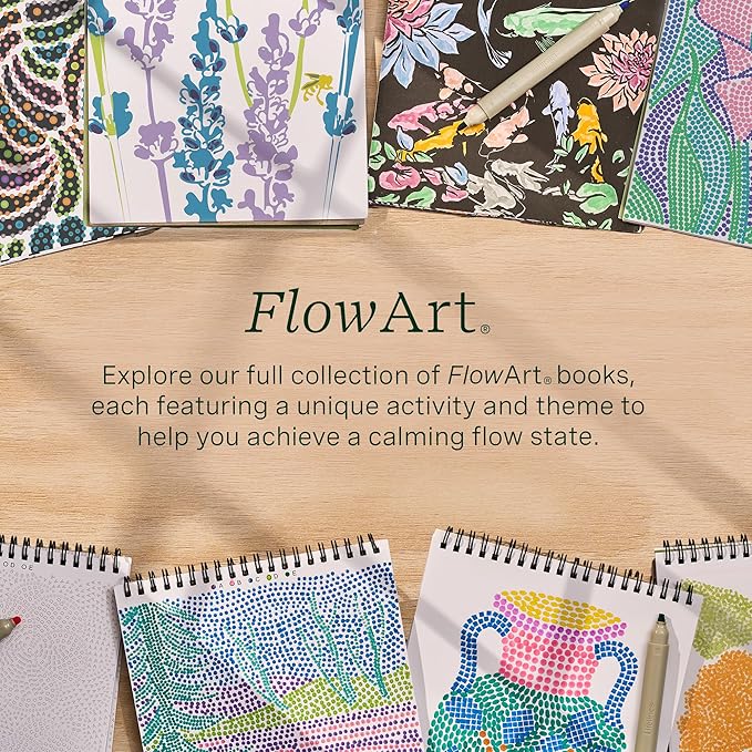 Lifelines FlowArt Activity Pad, 2-Pack & Bonus Pad - Guided Dot-by-Letter Art Meditations with Markers - Color by Number/Letter Coloring Books for Tweens, Adults & Seniors