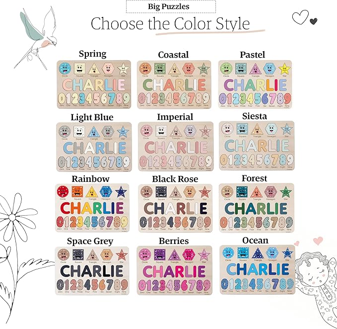 Handmade Wooden Name Puzzle, Personalized Birthday Gift for Kids, Toddler Toys, Baby Gift, Busy Board Puzzle