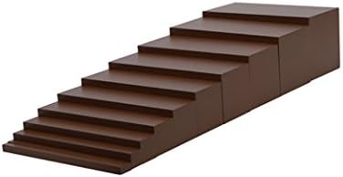 Montessori Toys for 3+ Year Old Wooden Brown Stairs Stacked Arrangement Ladder Blocks Development Sensory Toys Montessori Preschool Learning Math Baby Games Educational Toys(10 Piece Set)