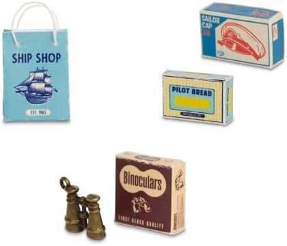 Sailor's Cabin to Go + Grandpa Plush 11cm – Easy DIY Dollhouse in Suitcase | Wooden Furniture, Nautical Decor & Decoration Sheets | 1:12 Scale | Sam & Julia's Mouse Mansion