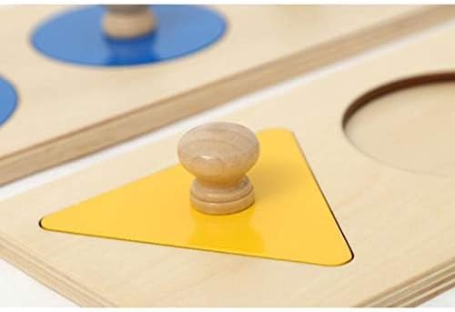 Adena Montessori Colorful Multiple Shape Puzzles Toys for 6-12 Months 1 Year Old Toddler Babies First Shapes Geometric Jumbo Knob Wooden Puzzle Color Sorter (3 Pieces)