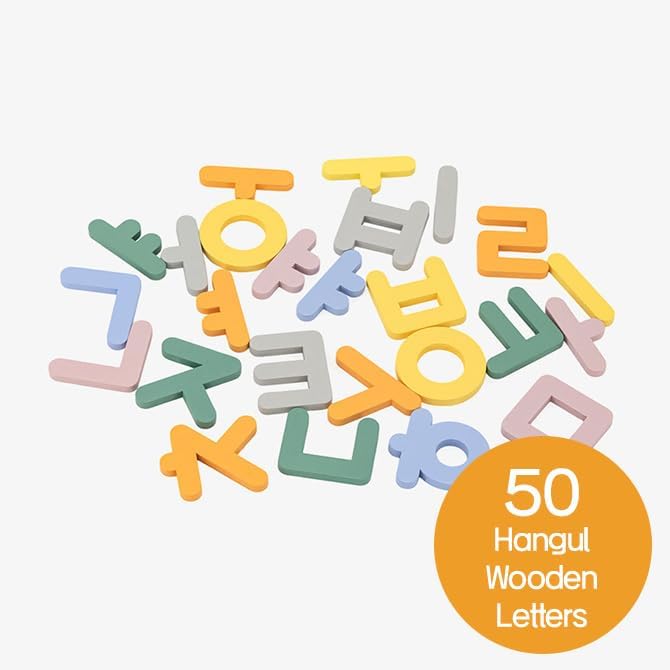 SSol & Sam Korean Alphabet Learning Toys – Hangul – Learn Korean for Kids, Animal Pattern, Matching Puzzle with Wooden Letters in Pastel Colors and Flash Cards (Hangul)