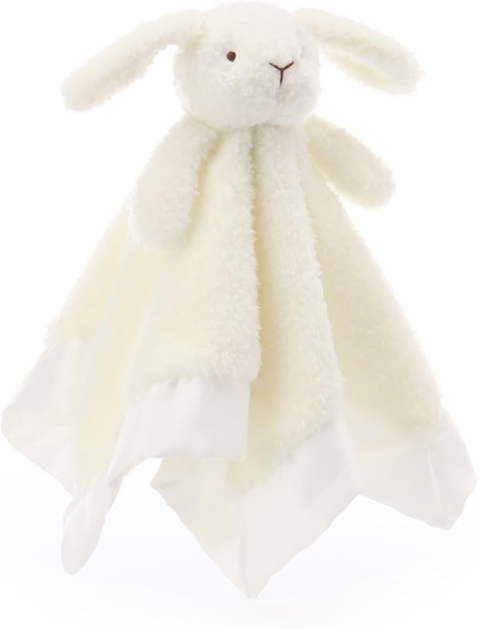 Apricot Lamb Stuffed Animals Soft Security Blanket White Bunny Rabbit Infant Nursery Character Blanket Luxury Snuggler Plush(White Bunny, 14 Inches)