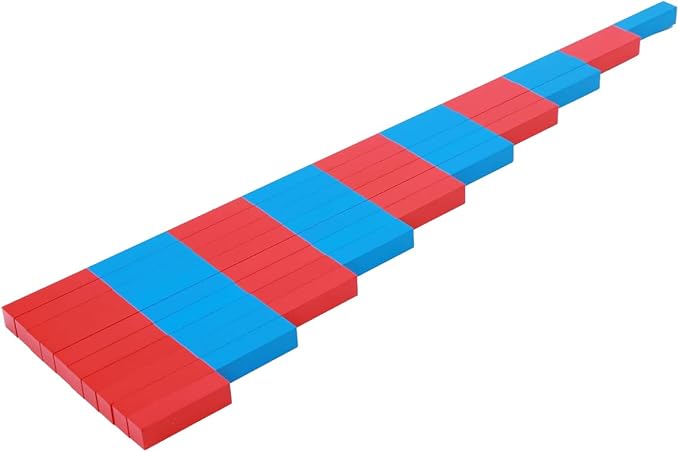 Montessori Numerical Rods for 4+ Year Olds - Blue and Red Wooden Math Game Without Digital Cards - Preschool Learning and Sensory Toys for Toddlers