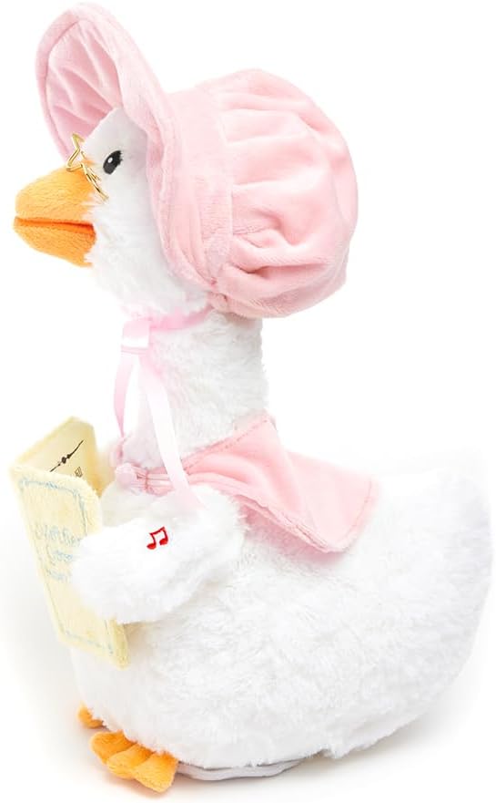 Cuddle Barn - Mother Goose Read-Along (Pink) | Animated Bird Plush with Mouth Movement Recites 7 Nursery Rhymes, Comes with Board Book, 14 inches