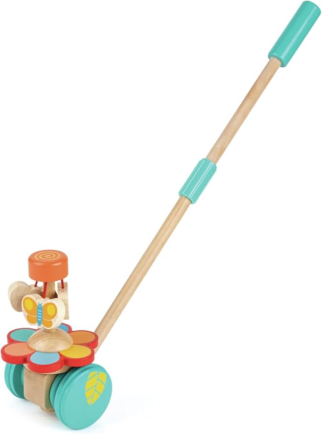 Hape Dancing Butterflies Push and Pull Toy, Assorted Colors, 12+ Months, L: 4, W: 6.9, H: 22.2 inch