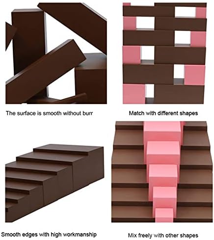 Montessori Toys for 3+ Year Old Wooden Brown Stairs Stacked Arrangement Ladder Blocks Development Sensory Toys Montessori Preschool Learning Math Baby Games Educational Toys(10 Piece Set)