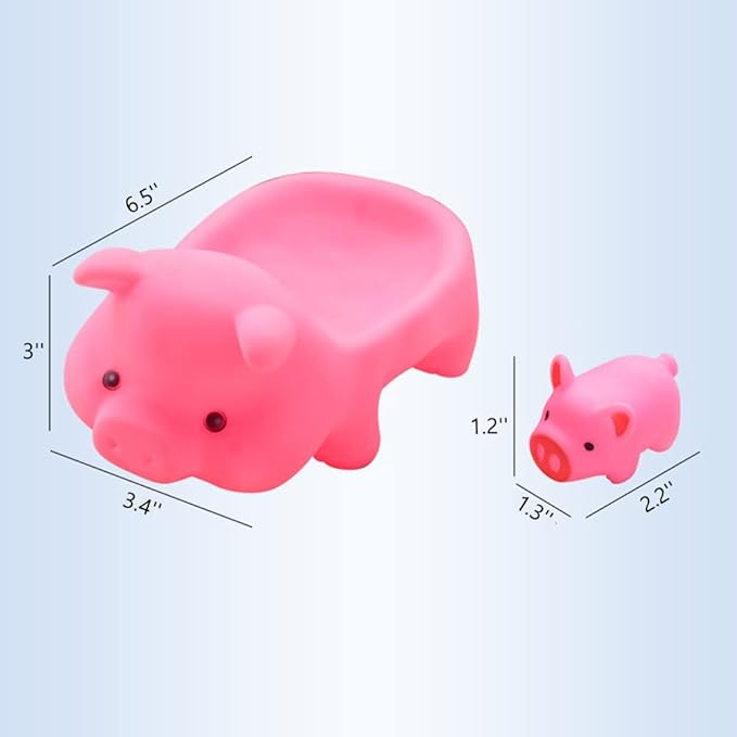 Baby Bath Toys 4Pcs Rubber Pink Pig Family Squeak Float Bath Ducks Bath Tub Shower Toys for Toddlers Boys Girls