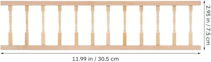 2Pcs Dollhouse Handrail 1:12 Wooden Mini Railing Dollhouse Fence Mini Handrail for Miniature Props Doll House Furniture Decoration