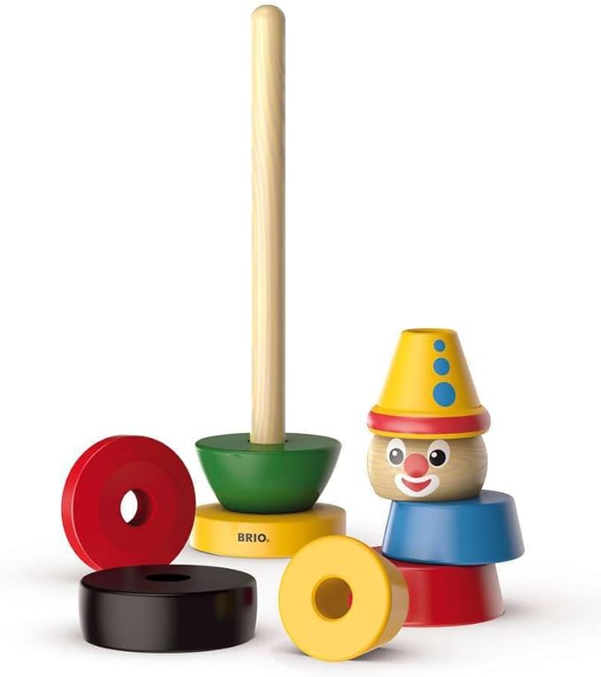 BRIO Infant & Toddler 30120 - Stacking Clown - 9 Piece Wood Stacking Toy for Kids Ages 1 and Up