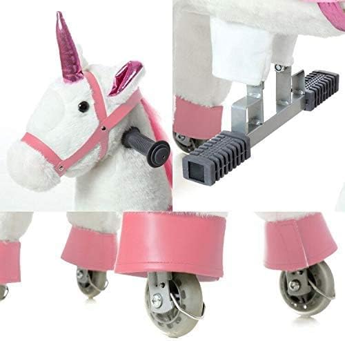 JoJoPooNy Ride on Unicorn Toys for Girls, Ride on Horse Riding Pony for Children 3-6 Years Old, Rideable Plush Walking Horse Animal with Wheels