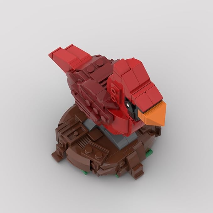 Northern Cardinal Building Blocks Set, Bird Animal Bricks for Room Art & Home Decor, MOC-153195 Collection, Creative Gift for Bird Enthusiasts & Adult Model Builders (204PCS)