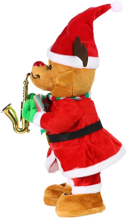 Twisting Singing Christmas Tree Santa Claus Reindeer Electric Musical Dancing Repeat What You Say Interactive Animated Plush Doll Figures with Songs Lights Funny Talking Glowing Doll Xmas Gift Decor