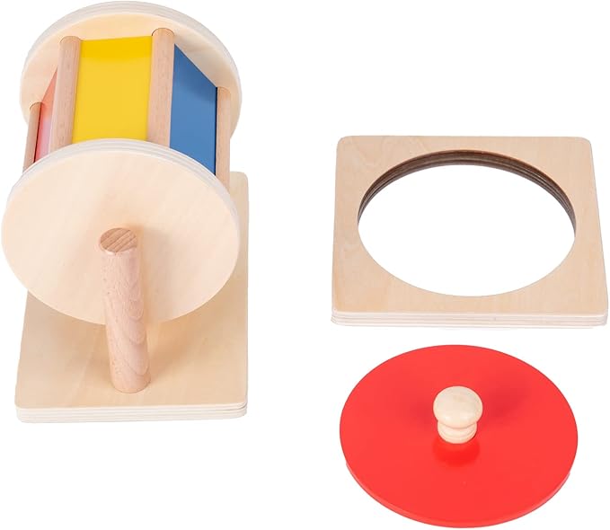 Montessori Baby Toys Play Kit - Montessori Mirror, Peekaboo, Knob Puzzle, Medium Spinning Drum - For 6-12 Months Toddlers
