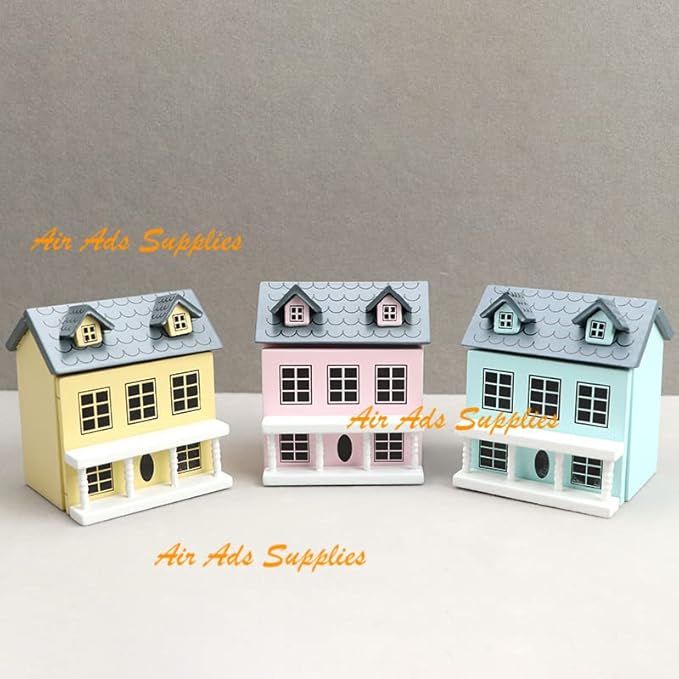 AirAds Dollhouse Miniature Wooden House (Price Each) (Pink)
