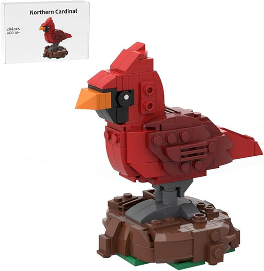 Northern Cardinal Building Blocks Set, Bird Animal Bricks for Room Art & Home Decor, MOC-153195 Collection, Creative Gift for Bird Enthusiasts & Adult Model Builders (204PCS)