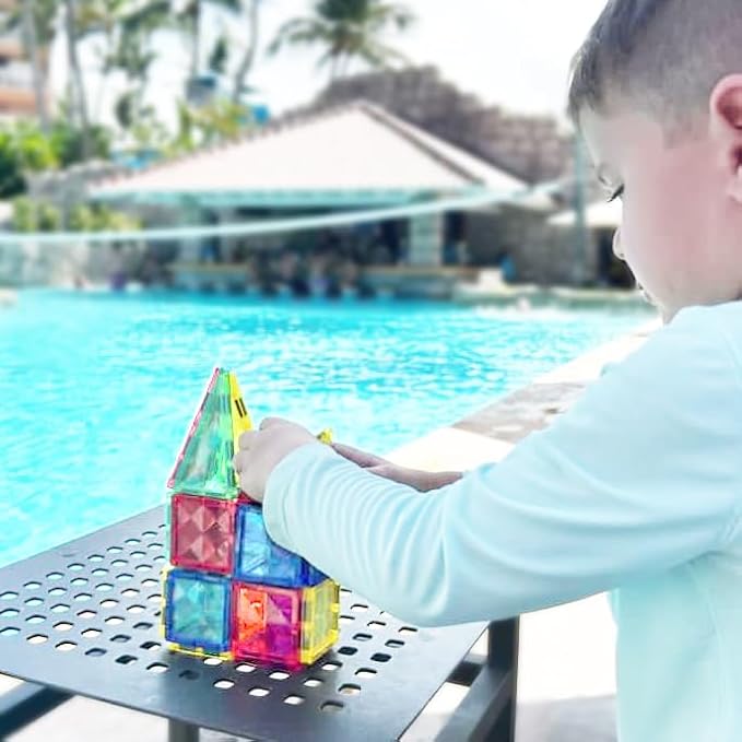 CreateOn Crayola Mini Magnetic PIP-Tiles, Bold Colors - Building Set for Kids, Magnetic Building Toys for Kids, STEM Travel Toys for Boys and Girls Ages 3+, 24-Piece Set (Bold)