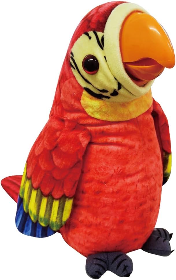 WEofferwhatYOUwant Talking Parrot Toy - Large Plush Macaw - Voice Activated - Repeats What You Say - Mouth Moves Wings Flap - Soft & Cuddly - Playtime & Family Fun for All Ages