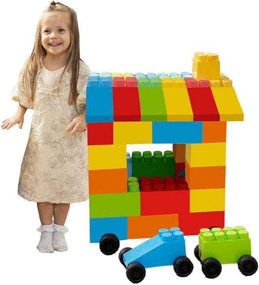 PLATPORTS 48-Piece Jumbo Big Building Blocks – Giant XL Large Plastic Blocks for Kids Ages 2–8, Indoor & Outdoor Construction Play Set