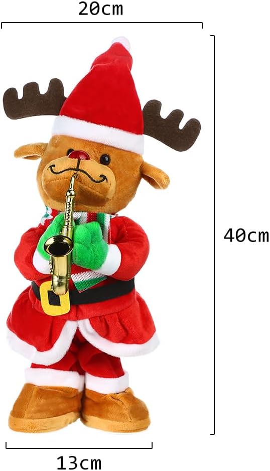 Twisting Singing Christmas Tree Santa Claus Reindeer Electric Musical Dancing Repeat What You Say Interactive Animated Plush Doll Figures with Songs Lights Funny Talking Glowing Doll Xmas Gift Decor