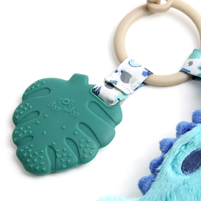 Itzy Ritzy Infant Toy & Teether - Itzy Pal Baby Teething Toy Includes Lovey, Crinkle Sound, Textured Ribbons & Silicone Teether for Newborn (Dinosaur)