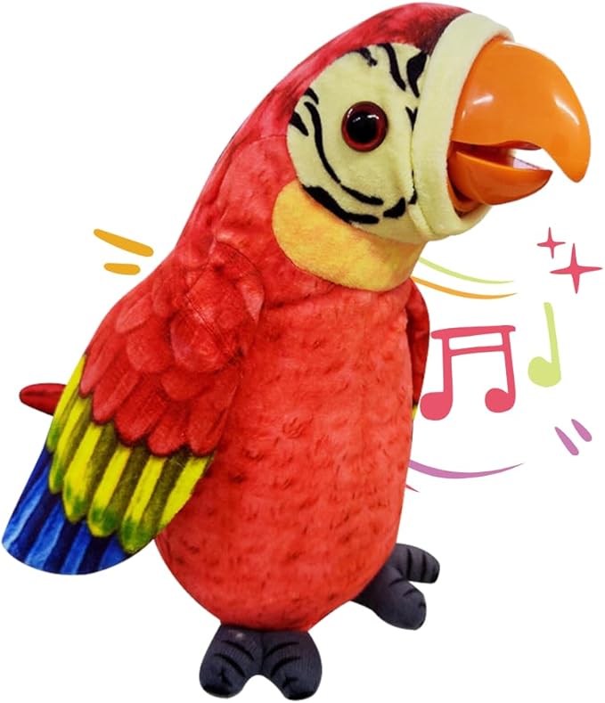 WEofferwhatYOUwant Talking Parrot Toy - Large Plush Macaw - Voice Activated - Repeats What You Say - Mouth Moves Wings Flap - Soft & Cuddly - Playtime & Family Fun for All Ages