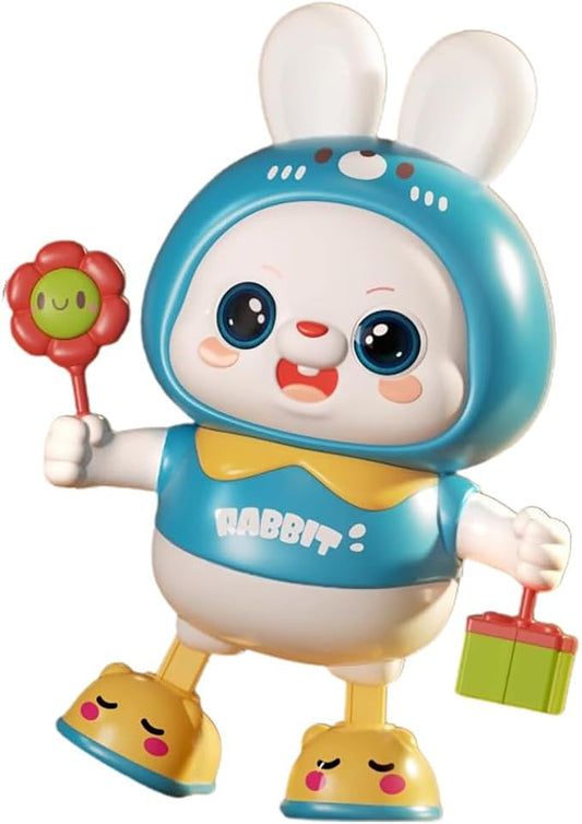 Miracland Dancing Rabbit Toy, Lovely Dancing Rabbit Toy Electric Rabbit Musical Toy for Kids with Dynamic Music & Cool Lights| Legs Move Sideways| Body Twist (Blue)