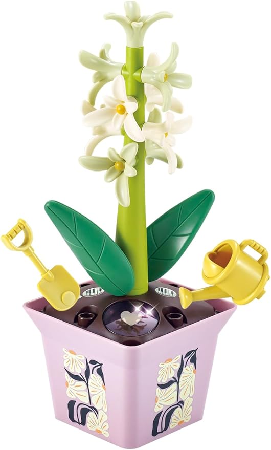 Musical Sunflower Piano Game Machine, Interactive Building Blocks Toy with Watering Can (Hyacinth)