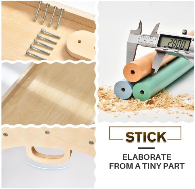 BlueWood Pikler Triangle Set, Toddler Climbing Toys Indoor, 7in1 Foldable Baby Climbing Toys- Rainbow