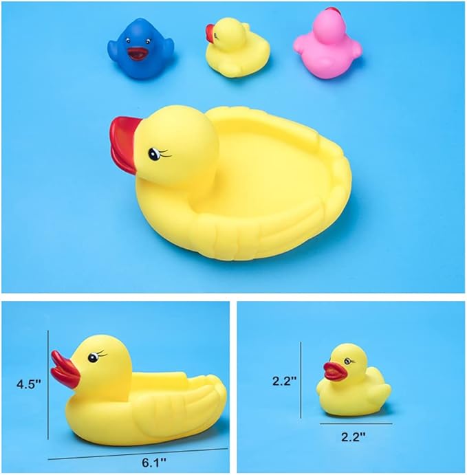 Bath Duck Toys Rubber Ducks Family Squeak and Float Duckies Baby Shower Toy Party Decoration for Toddlers Boys Girls (Colorful Duck Family)